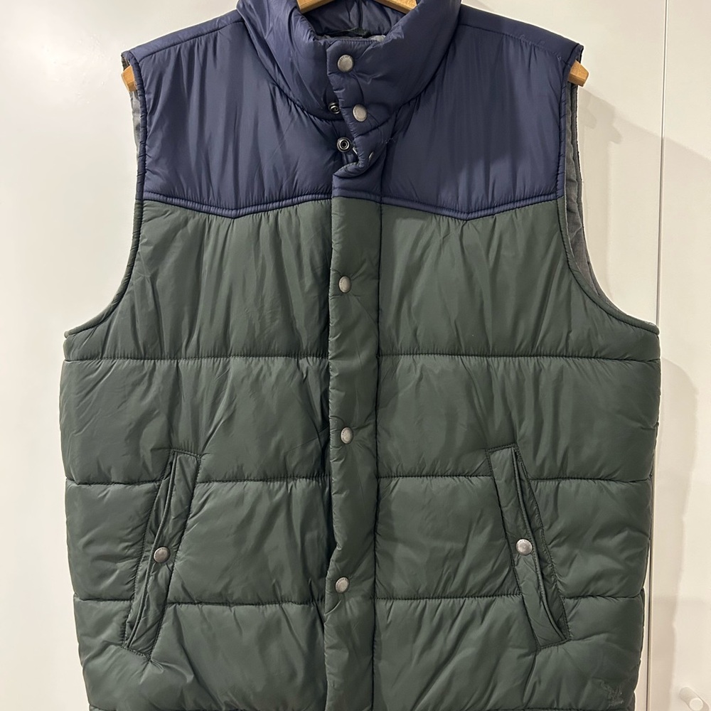 Vintage Men's Green and Blue Puffer Vest